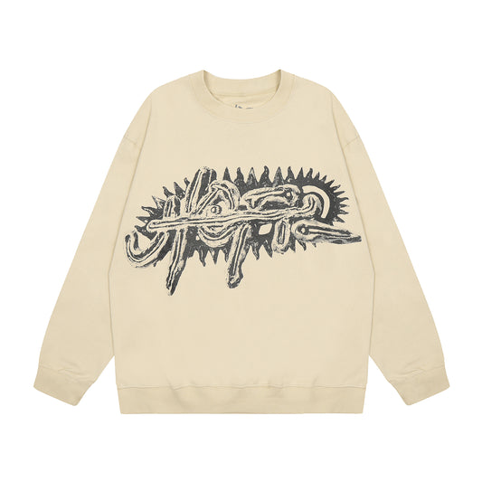 Travis Scott Graffiti Print Hoodie Apricot