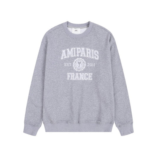AMI Paris Retro Hoodie Grey