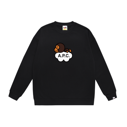A Bathing Ape Monkey Logo Print Hoodie Black