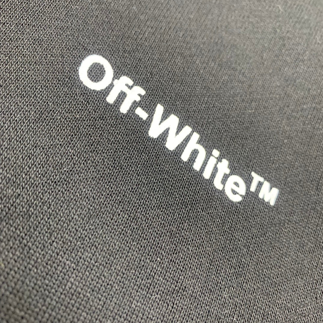 Off-White wavy lines print hooded sweater black