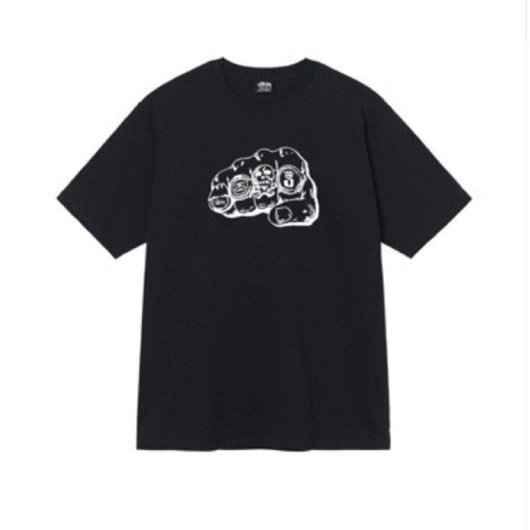 STUSSY FIST RING PRINT TEE BLACK