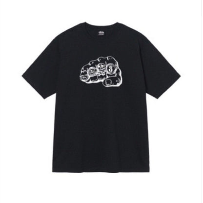 STUSSY FIST RING PRINT TEE BLACK