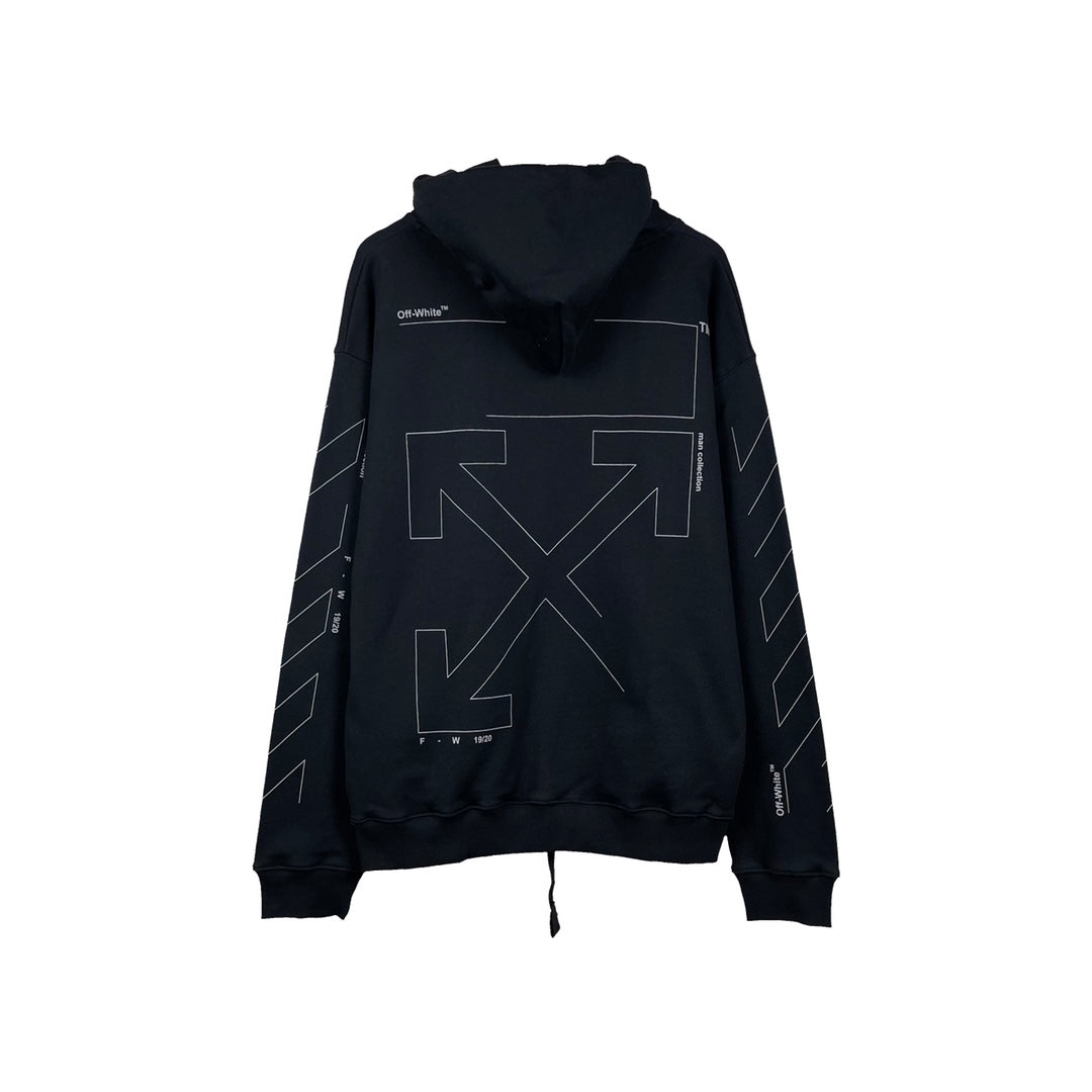 Off-White broken arrow print hooded sweater black