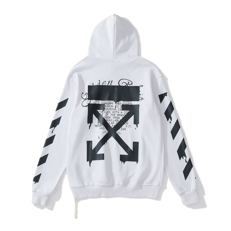 Off-White water droplets print hooded sweater white