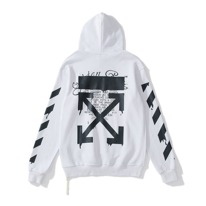Off-White water droplets print hooded sweater white
