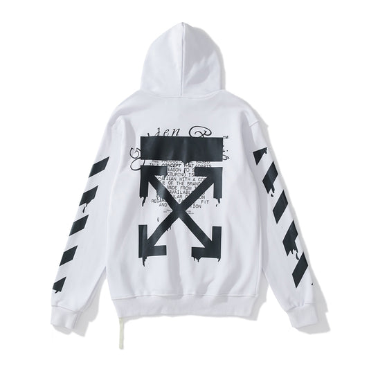 Off-White water droplets print hooded sweater white