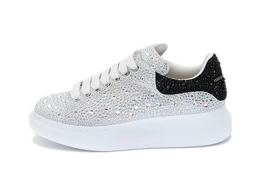 Alexander Mcqueen Women's Crystal-embellished Oversized Sneaker in White/crystal