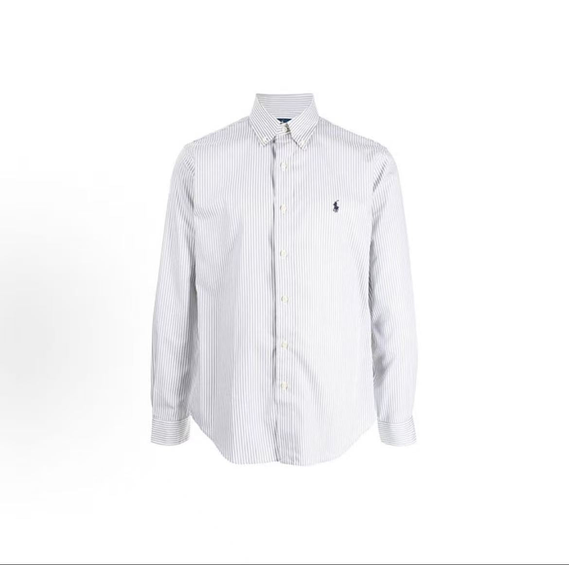Ralph Lauren FW21 Logo Embroidered Stripes Shirt for Men, White