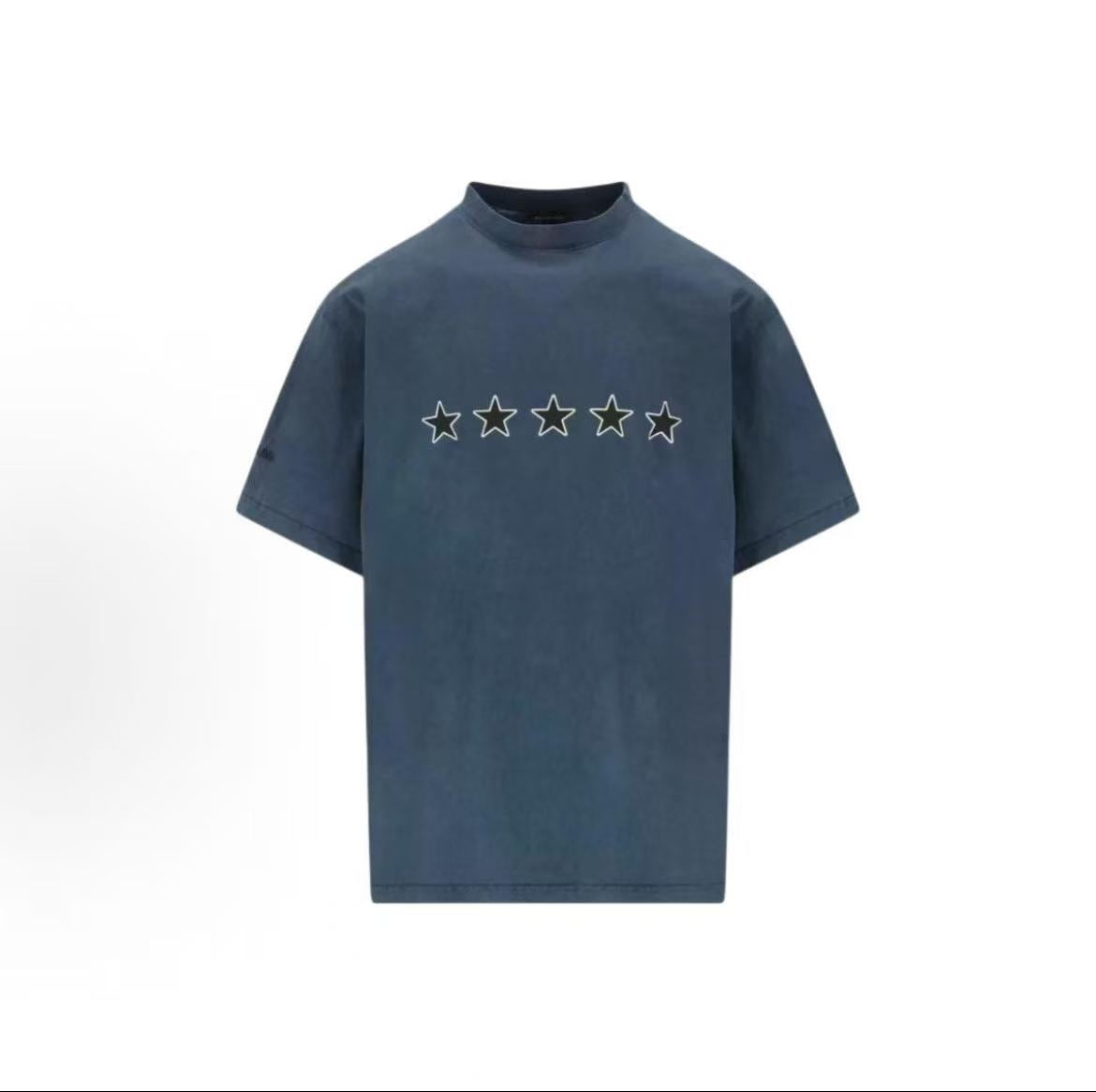 Balenciaga SS26 Solid Star Patterned Letter Sleeveless Roundneck T-Shirt - Regular Fit - Men's Style