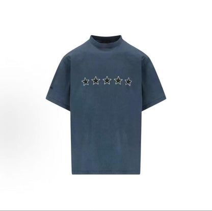 Balenciaga SS26 Solid Star Patterned Letter Sleeveless Roundneck T-Shirt - Regular Fit - Men's Style