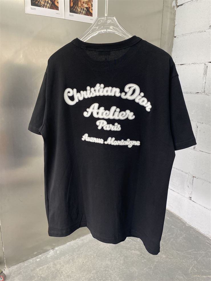 ‘CHRISTIAN DIOR ATELIER’ T-SHIRT RELAXED FIT BLACK COTTON JERSEY – DOT020