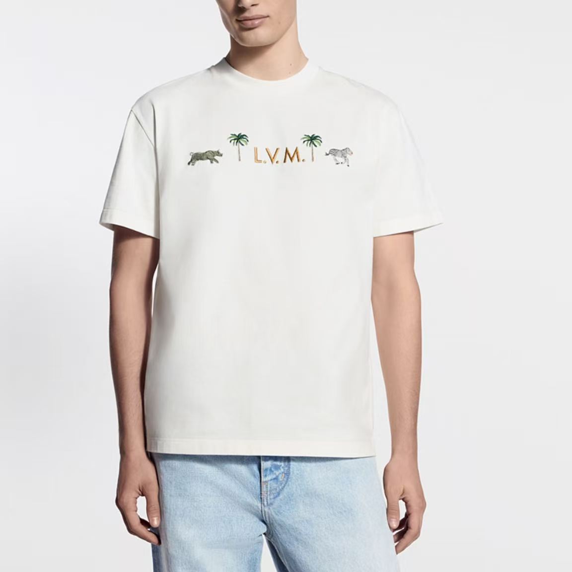 LOUIS VUITTON × The Darjeeling Limited SS26 Spring/Summer Collection Round-neck Shirt Embroidered Short-Sleeved T-Shirt Men's Style