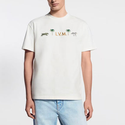 LOUIS VUITTON × The Darjeeling Limited SS26 Spring/Summer Collection Round-neck Shirt Embroidered Short-Sleeved T-Shirt Men's Style
