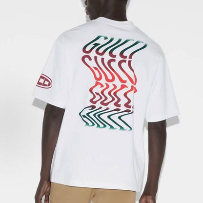 GUCCI Men's White Letter Logo Print Round Neck Short Sleeve T-Shirt, Fall/Winter 2024