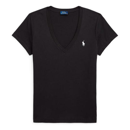 Ralph Lauren Cotton Short Sleeve V Neck Tee Black