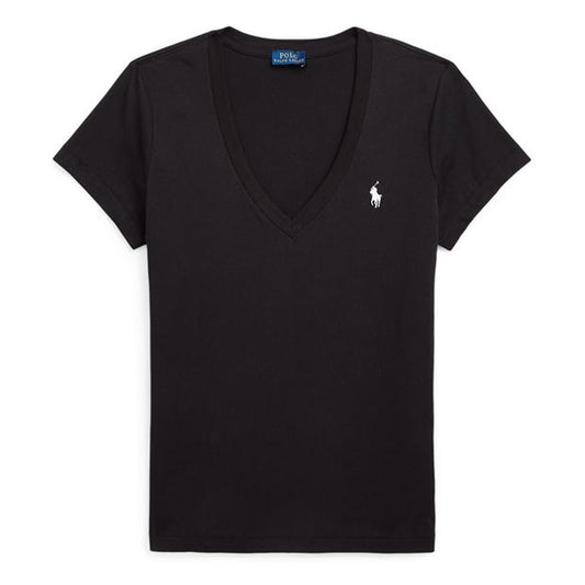 Ralph Lauren Cotton Short Sleeve V Neck Tee Black