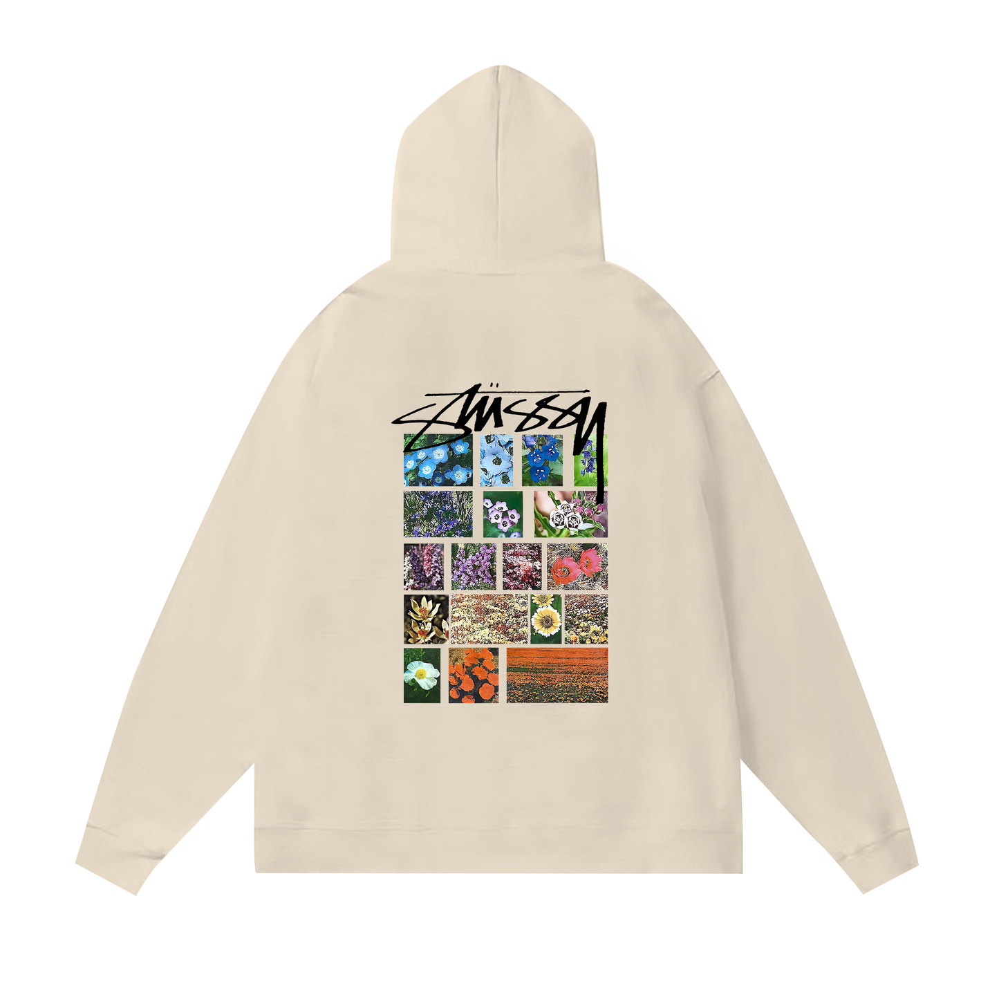 STUSSY PASTORAL FLOWERS PRINT HOODIE CREAM