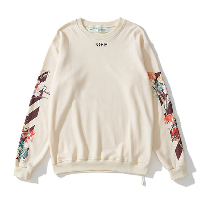 Off-White flower print hoodie apricot