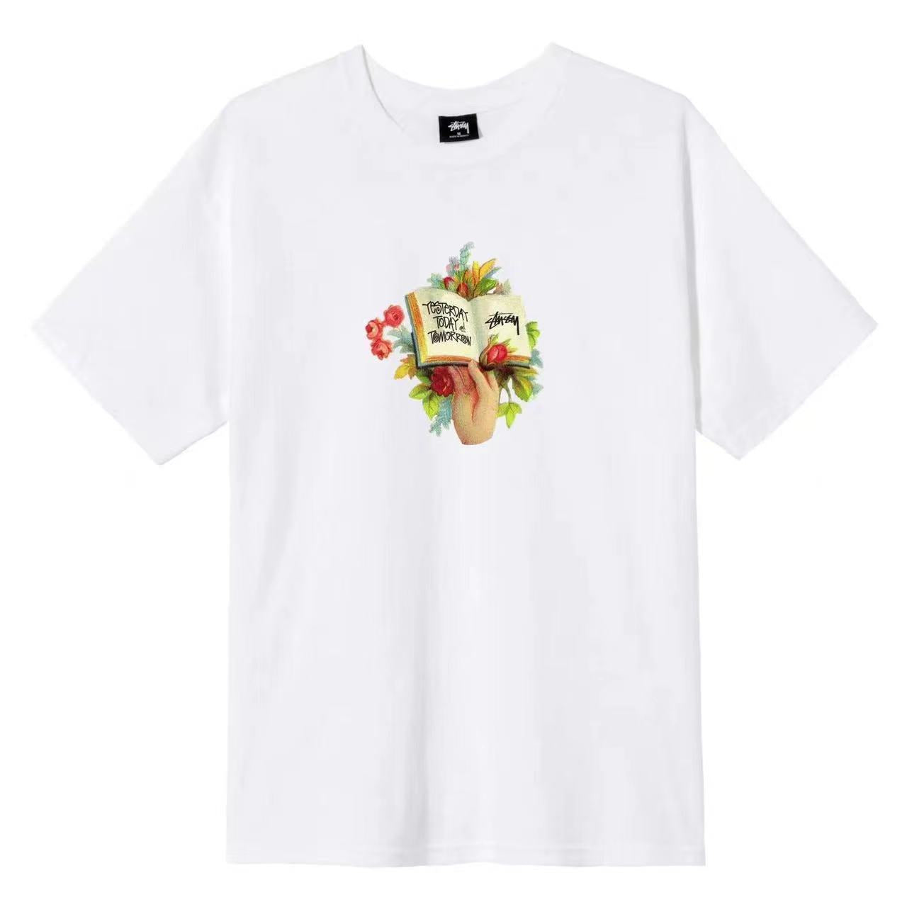 STUSSY BOOK PRINT TEE WHITE
