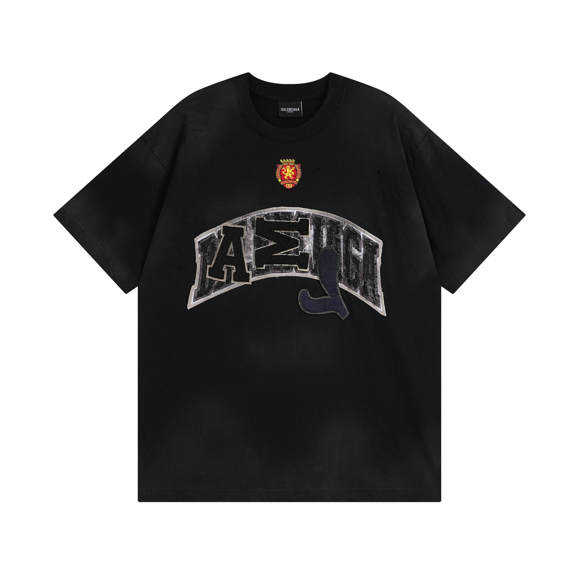 Balenciga logo tee distressed style black