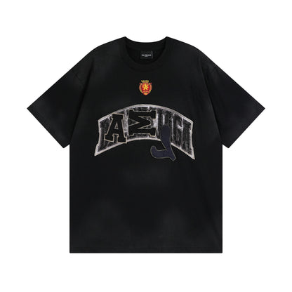Balenciga logo tee distressed style black