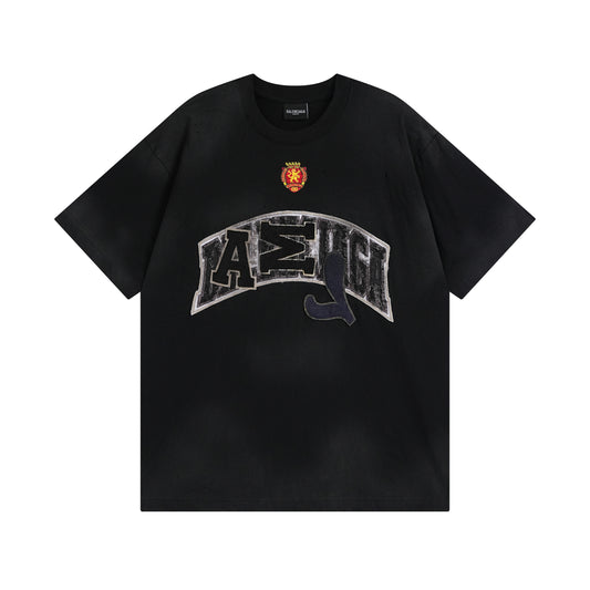 Balenciga logo tee distressed style black
