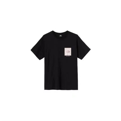 STUSSY CHRYSANTHEMUM PRINT TEE BLACK