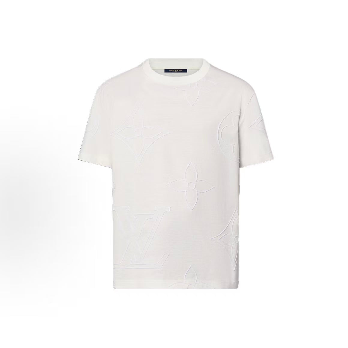 LOUIS VUITTON Logo pattern embroidered crew-neck short-sleeved T-shirt for men, white color