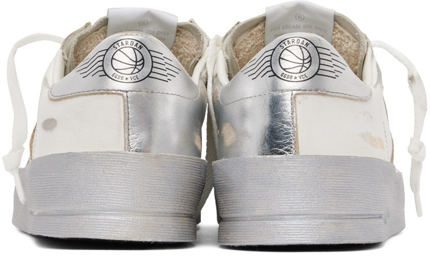 GOLDEN GOOSE حذاء سنيكرز ستاردان أبيض وفضي
