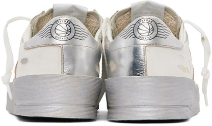GOLDEN GOOSE حذاء سنيكرز ستاردان أبيض وفضي