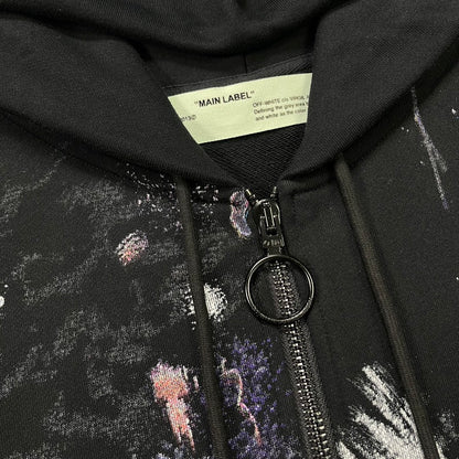 Off-White fireworks arrow zipper hooded cardigan sweatshirt