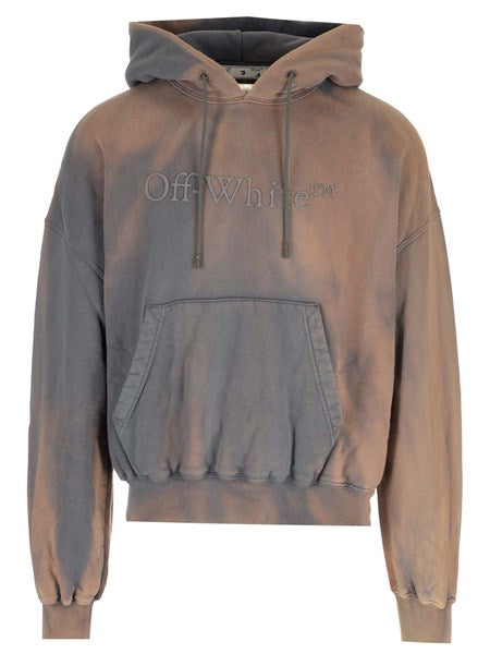 Off-white brown  laundry boxy  hoodie with logo