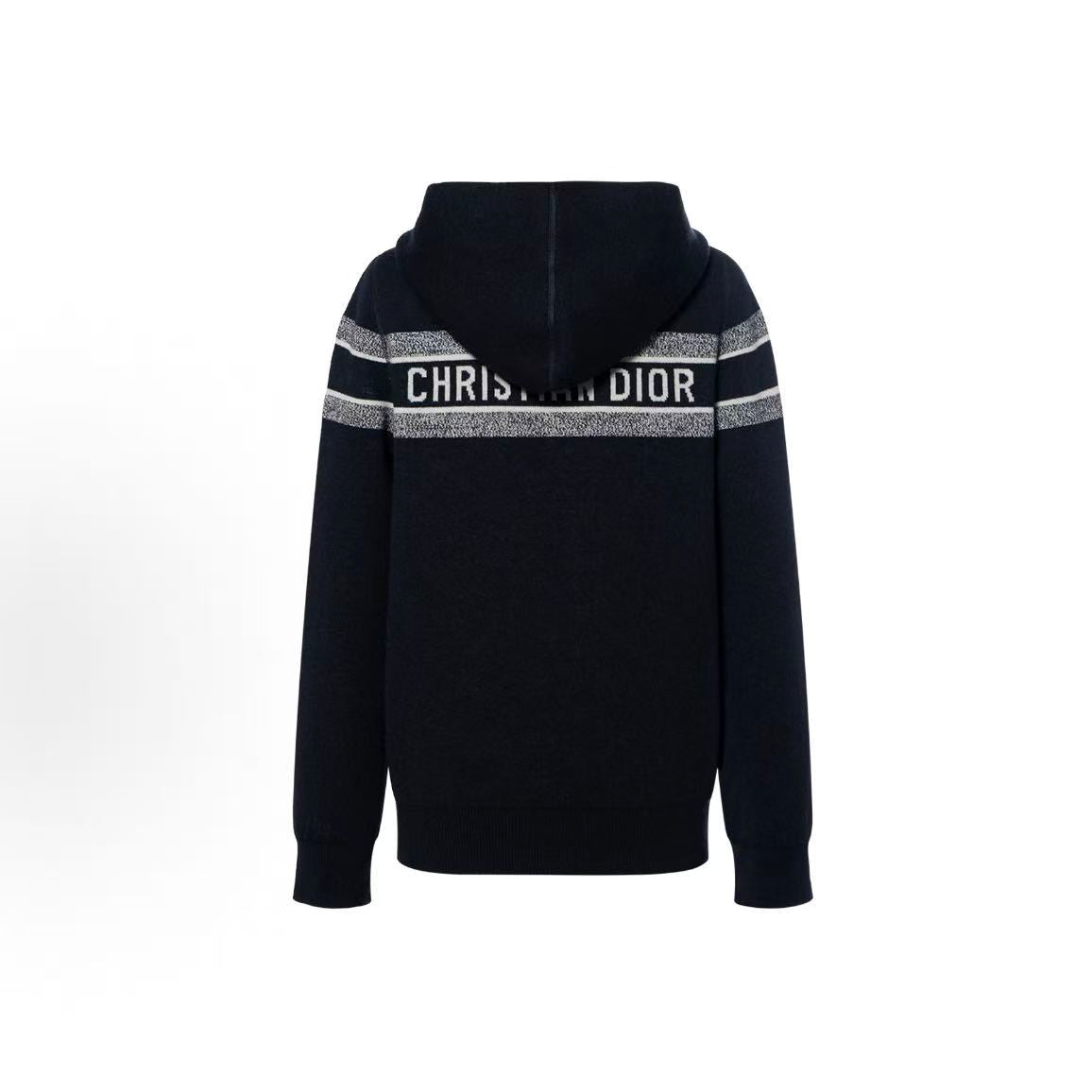 DIOR (Dior) ESSENTIAL ALPS Limited Edition Women's Collection Oblique Print Double-Sided Wearable Hooded Zip Pullover Women's Item Navy Blue