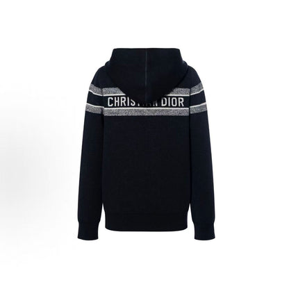 DIOR (Dior) ESSENTIAL ALPS Limited Edition Women's Collection Oblique Print Double-Sided Wearable Hooded Zip Pullover Women's Item Navy Blue