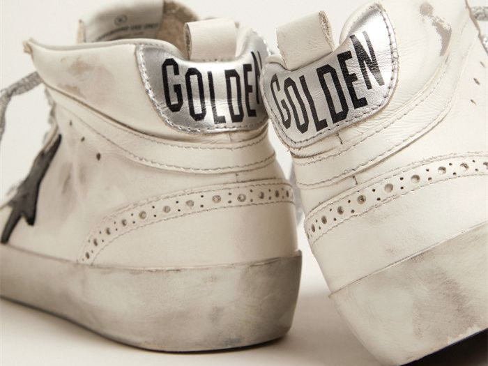 أحذية سنيكرز Mid-Star من GOLDEN GOOSE مع عروة كعب مصفحة وأربطة لامعة