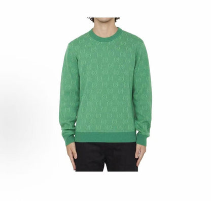 GUCCI 2023 Fall Logo Print Round-neck Pullover Short-Sleeve Jacket for Men - Green