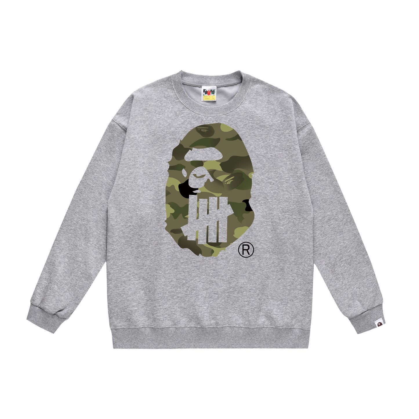 A Bathing Ape Youth Casual Striped Camouflage Print Hoodie Grey