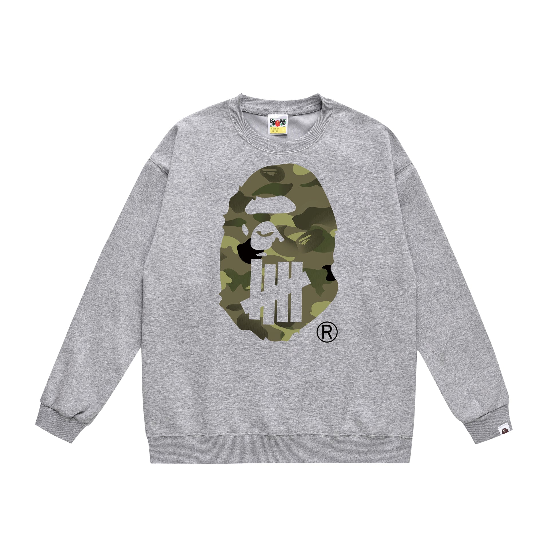 A Bathing Ape Youth Casual Striped Camouflage Print Hoodie Grey