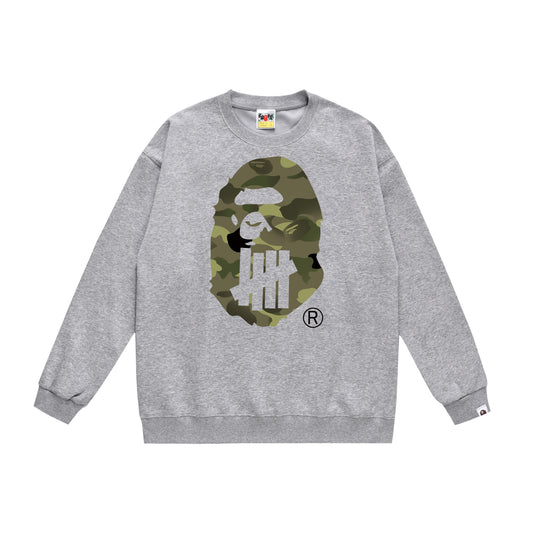 A Bathing Ape Youth Casual Striped Camouflage Print Hoodie Grey
