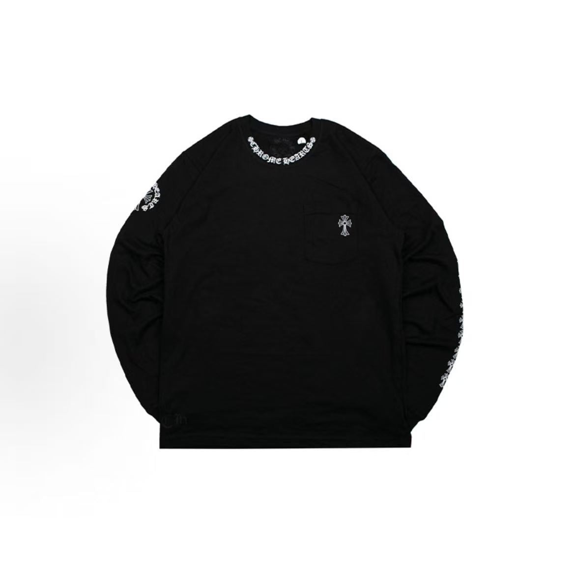 Chrome Hearts Cross Pendant Sanskrit Print Scroll Long Sleeve T-Shirt, Unisex, Black
