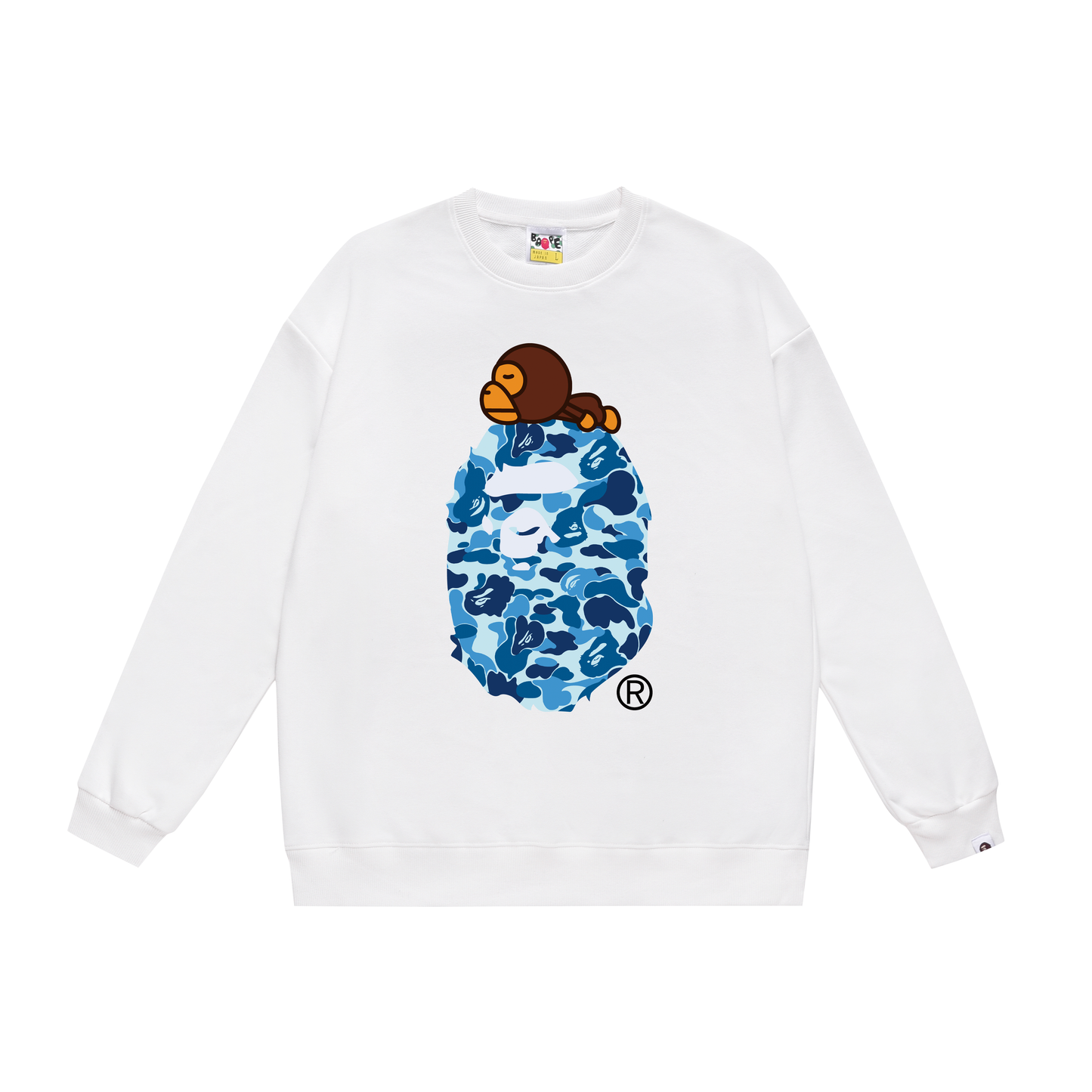A Bathing Ape Logo Hoodie White/Blue