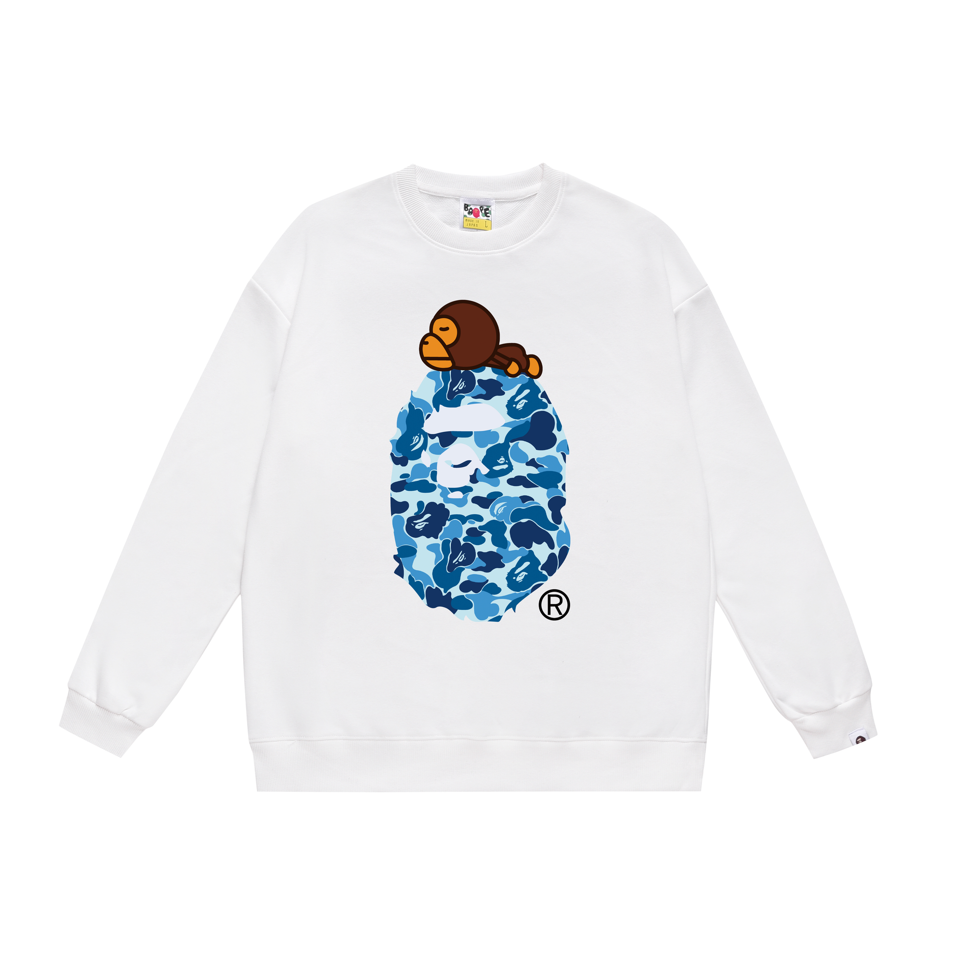 A Bathing Ape Logo Hoodie White/Blue