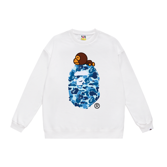A Bathing Ape Logo Hoodie White/Blue