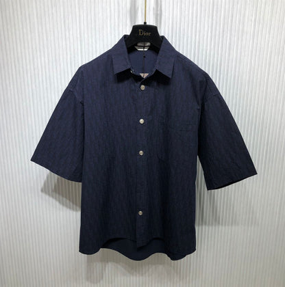 DIOR SHORT-SLEEVED OVERSHIRT NAVY BLUE AND BLACK DIOR OBLIQUE KASURI COTTON DENIM – DOT014