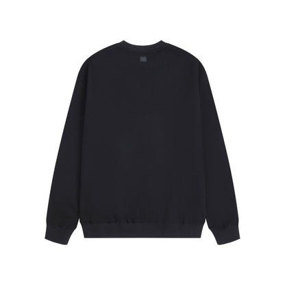 AMI Solid Color Crew Neck Hoodie Black