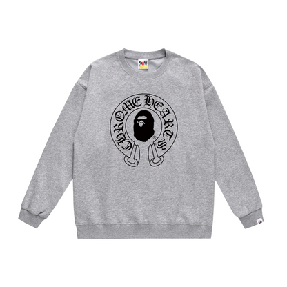 A Bathing Ape Horseshoe Print Hoodie Grey