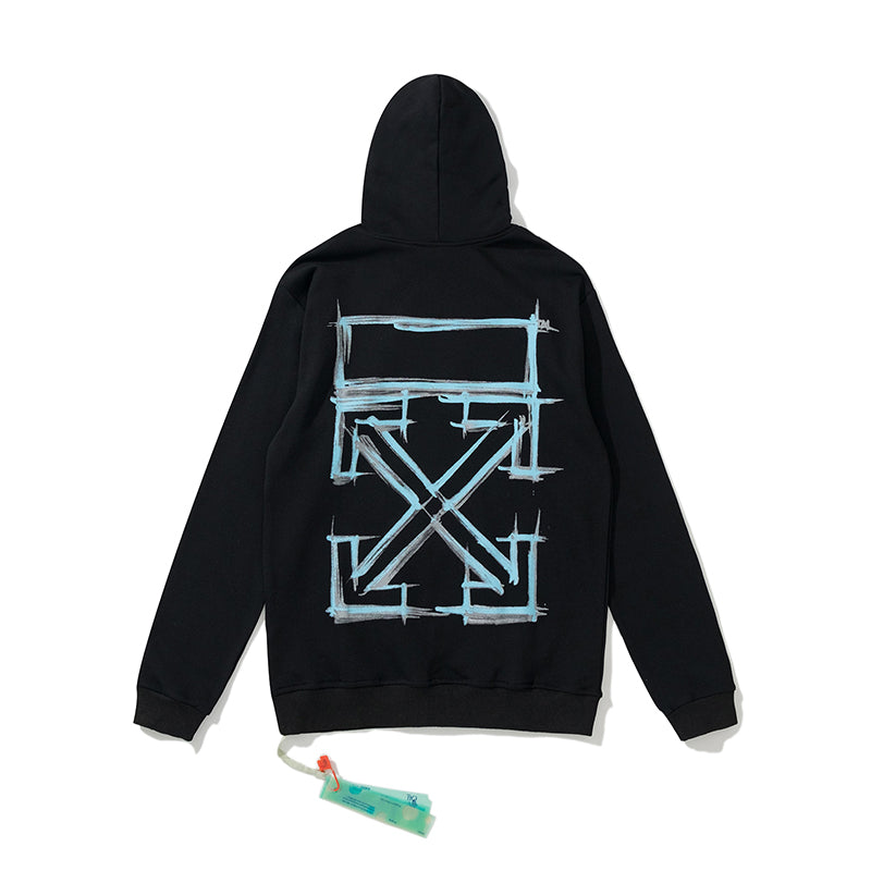 Off-White doodle arrow print hooded sweater black
