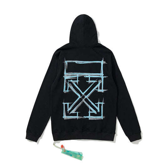 Off-White doodle arrow print hooded sweater black