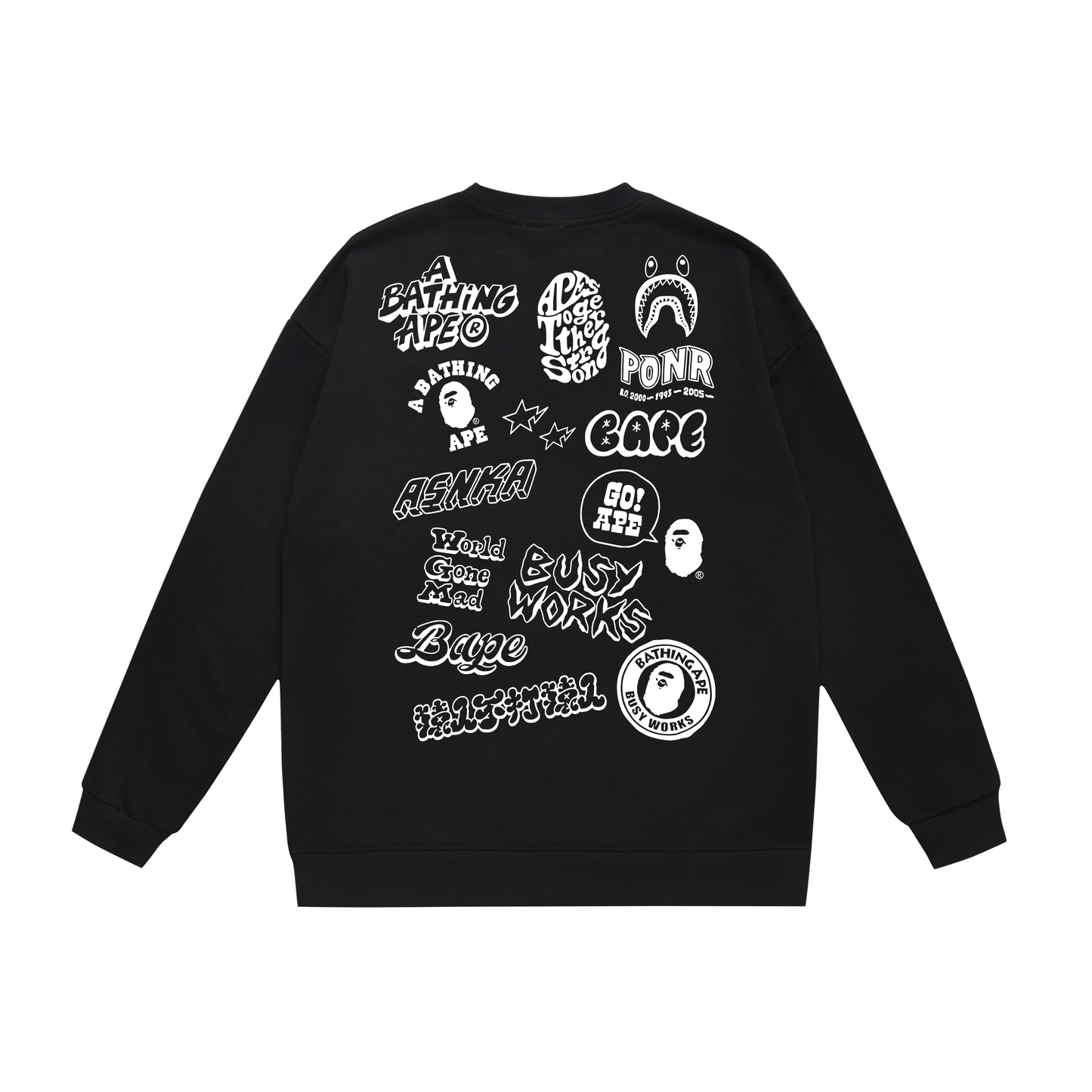 A Bathing Ape Graffiti Logo Print Hoodie Black