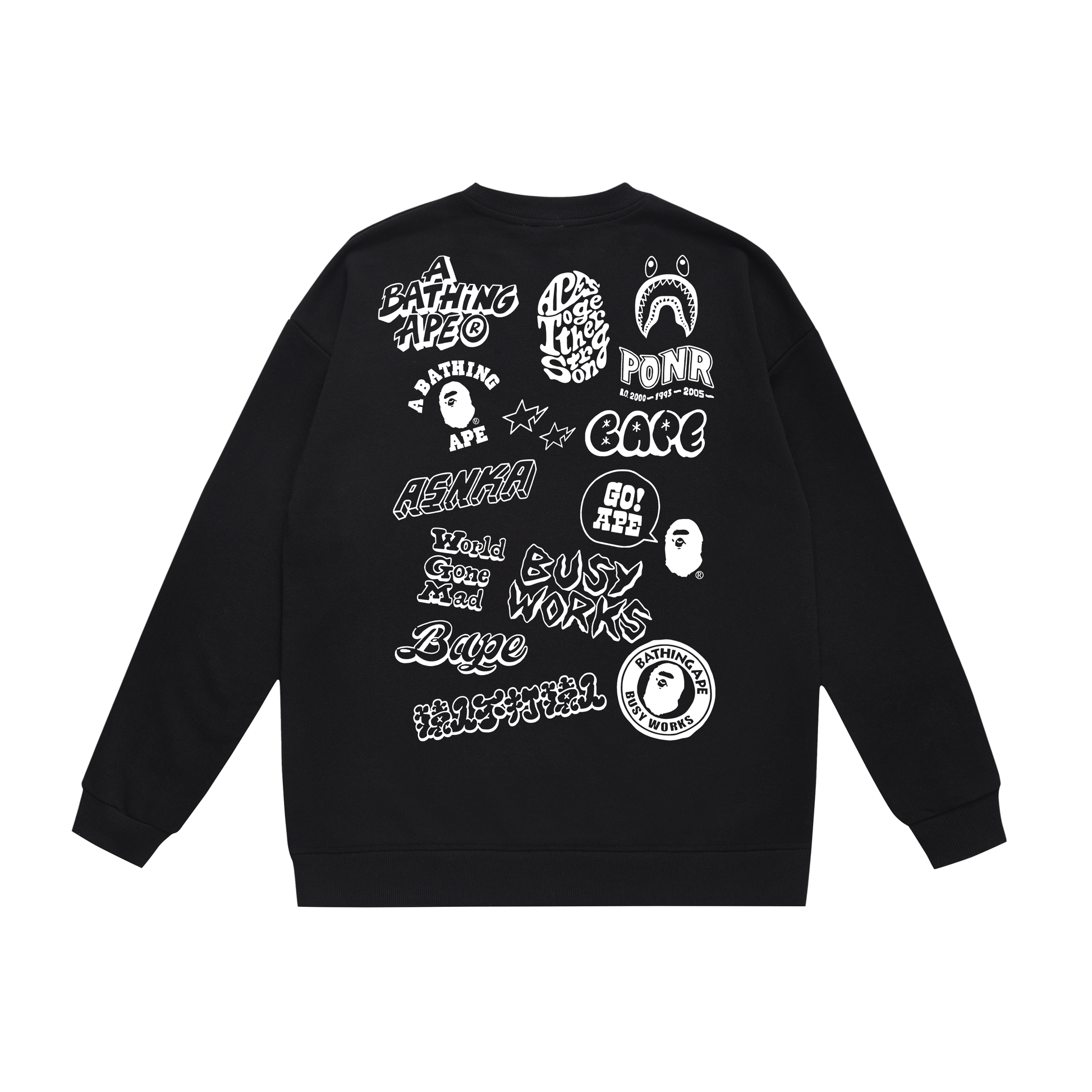 A Bathing Ape Graffiti Logo Print Hoodie Black